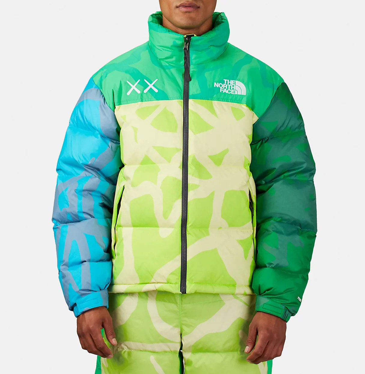 KAWS x The North Face Retro 1996 Nupste Jacket Safety Green - Image 5