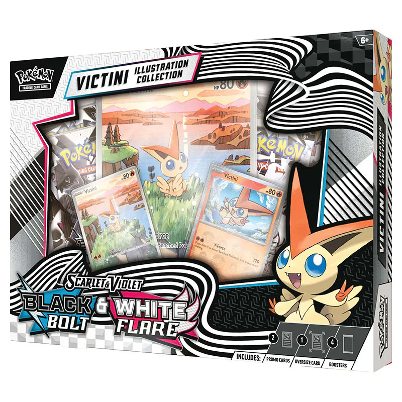 Pokemon Scarlet & Violet Black Bolt & White Flare Victini Illustration Collection - Image 2